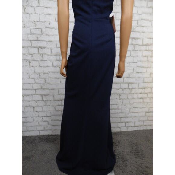 $220 BHLDN Ashlynn Square Neck Side Slit Crepe Gown in Navy 24W NEW B996 - Picture 15 of 16
